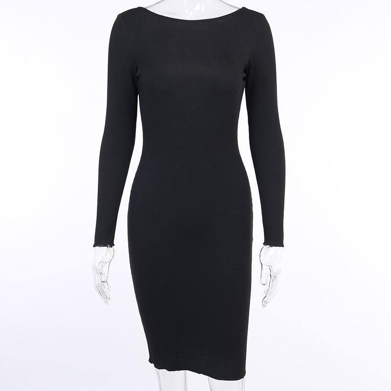 Sexy Backless Long Sleeves Fall Sheath Dresses-Dresses-Free Shipping at meselling99