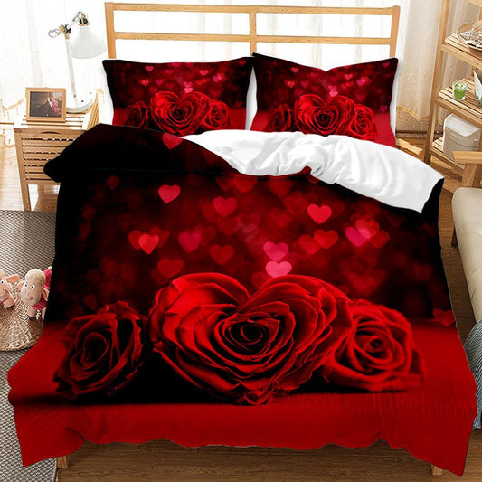 Valentine's Day 3D Rose 3-Piece King Duvet Cover Bedding Sets-Bedding-AKW-51-AU Single-Free Shipping at meselling99