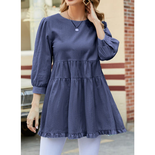 Casual 3/4 Length Sleeves Women Top Blouses-Shirts & Tops-Free Shipping at meselling99