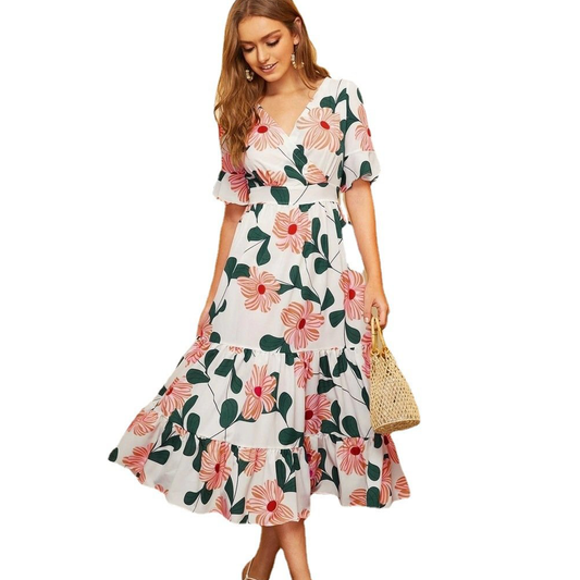Summer Women Chiffon Floral Beach Dresses-Dresses-Free Shipping at meselling99