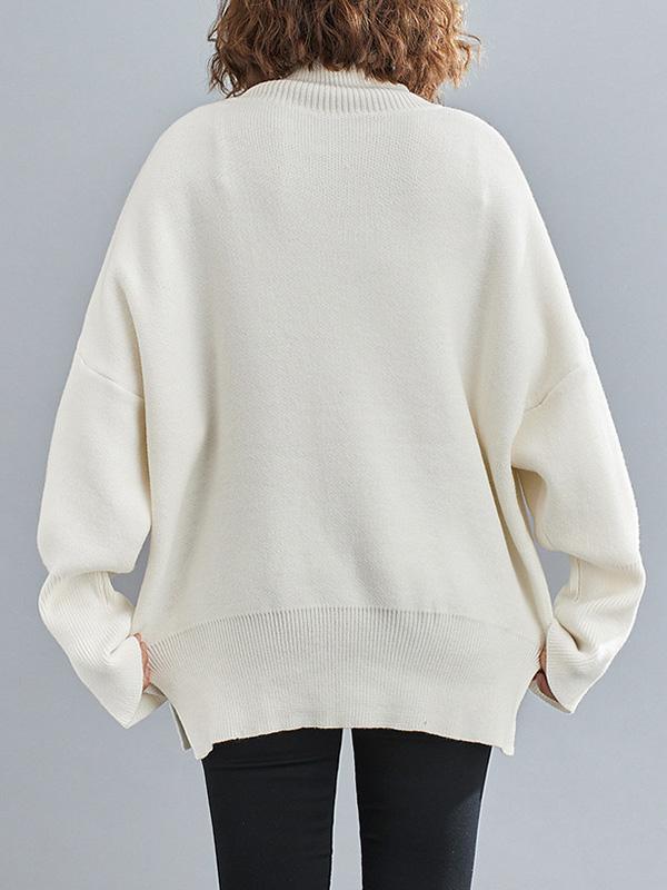 Original Solid Turtleneck Knitting Sweater-Sweaters-Free Shipping at meselling99