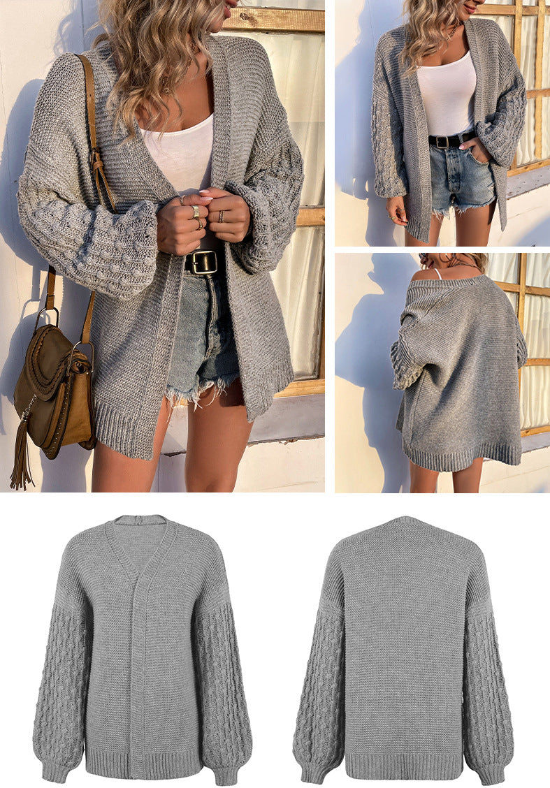 Fashion Lantern Sleeves Knitted Cardigan Coats for Women-Coats & Jackets-Free Shipping at meselling99