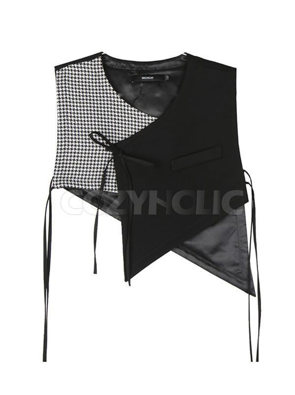 Meselling99 Swallow Gird Split-joint Cropped Vest-Outwears-Free Shipping at meselling99