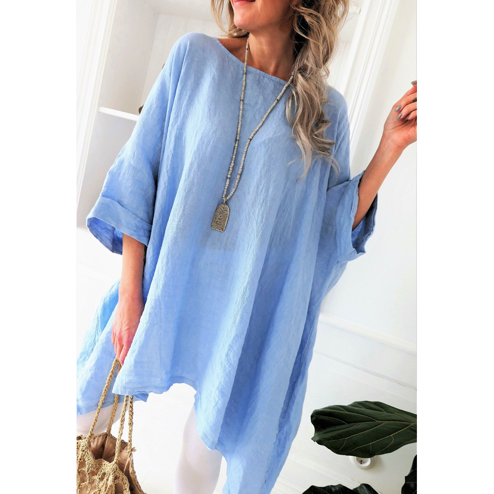 Women Linen Short Sleeves Casual Blouses-Blouses-Free Shipping at meselling99