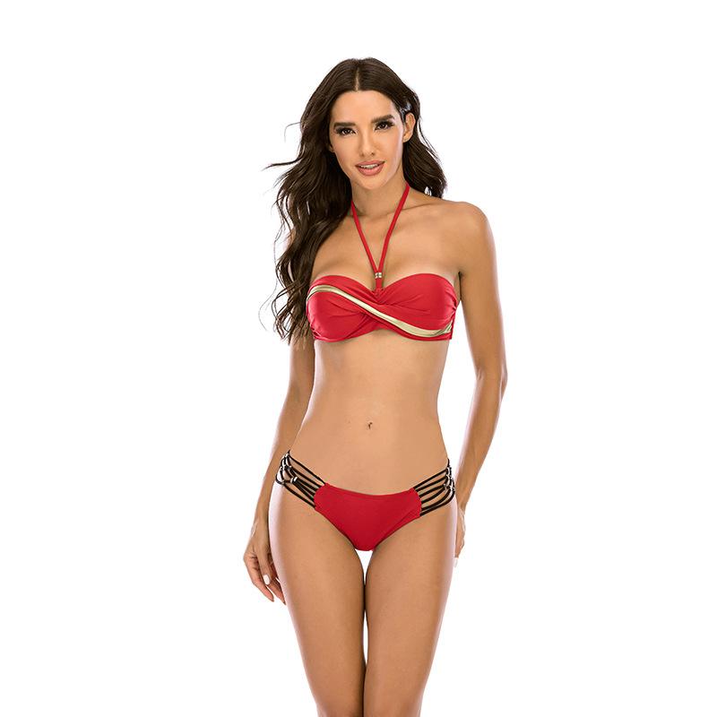 Women Candy Color Halter Sexy Summer Beach Bikini-Red-S-Free Shipping at meselling99