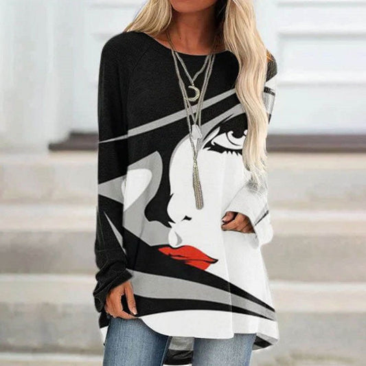 Leisure Pullover Face Print Loose Shirts--Free Shipping at meselling99