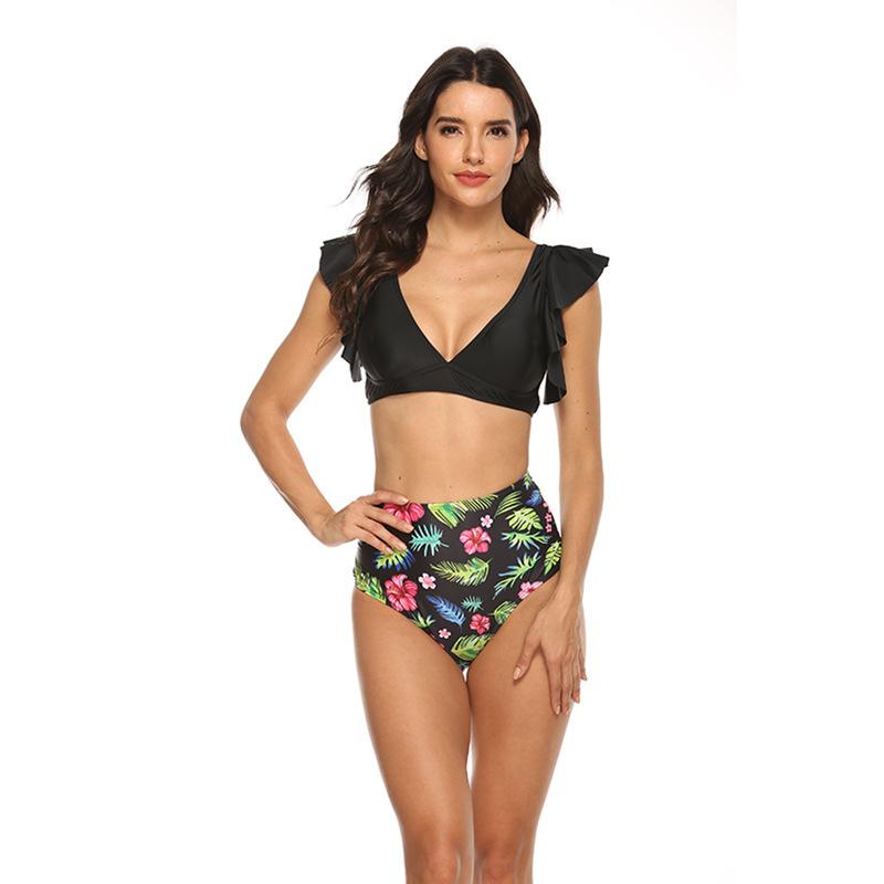 Women Ruffled High Waist Floral Bikini Summer Swimwear--Free Shipping at meselling99