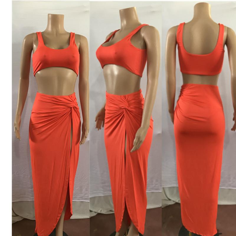 Sexy Women Strapless 2 Pieces Dresses-Sexy Dresses-Orange-S-Free Shipping at meselling99