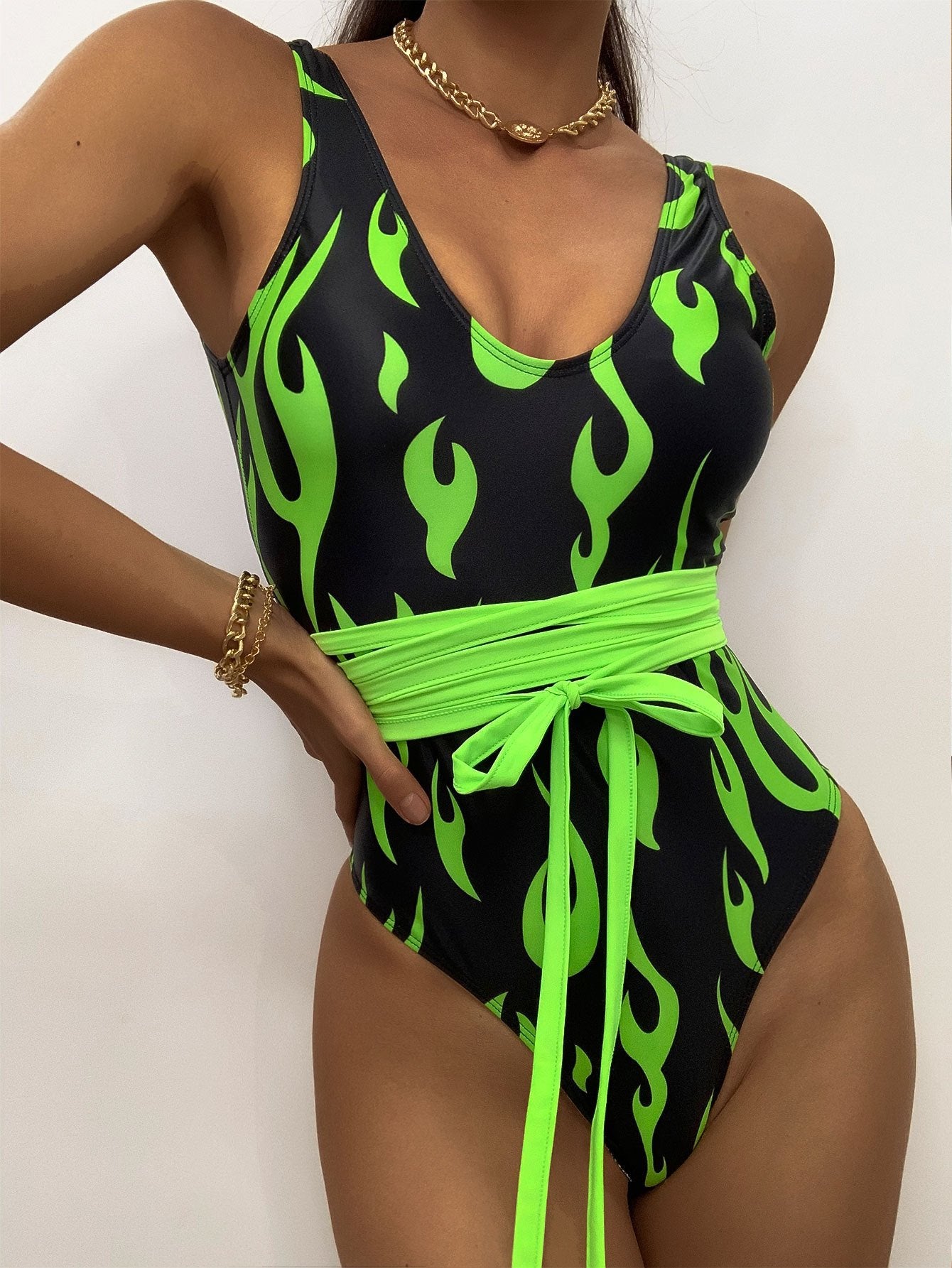 Sexy One Piece Swimsuits for Summer Vacation-Green-S-Free Shipping at meselling99