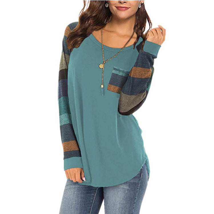 Casual Long Sleeves Plus Sizes T Shirts-Shirts & Tops-Light Green-S-Free Shipping at meselling99
