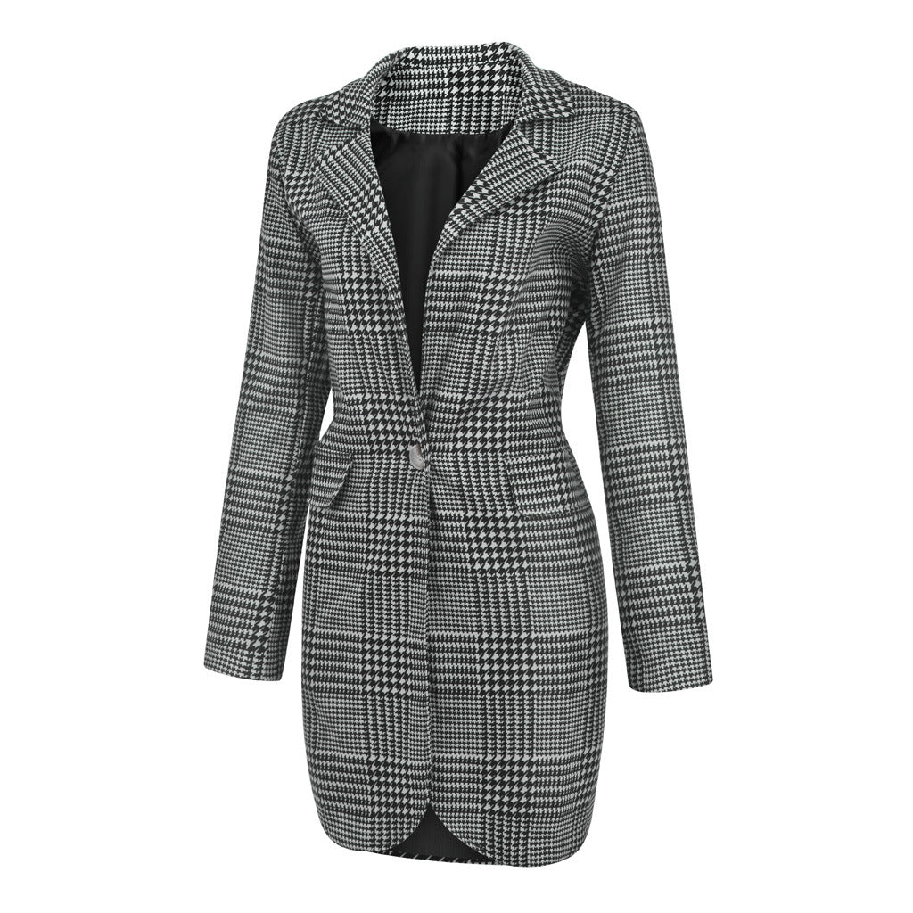 Fashion Turnover Plaid Fall Overcoat--Free Shipping at meselling99