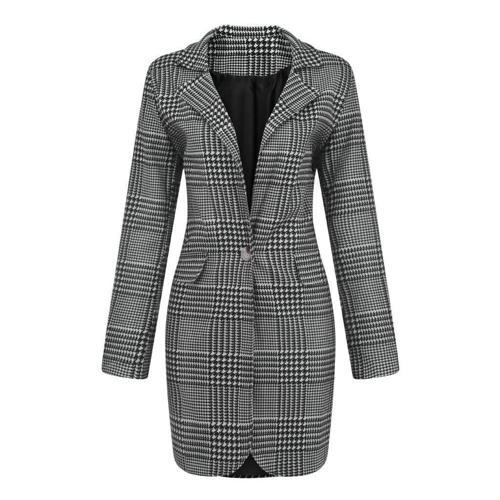 Fashion Turnover Plaid Fall Overcoat--Free Shipping at meselling99