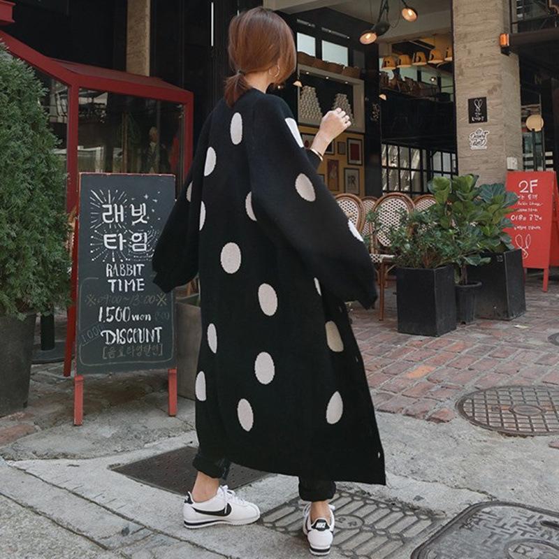 Fashion Dot Long Cardign Overcoat-Black-One Size-Free Shipping at meselling99