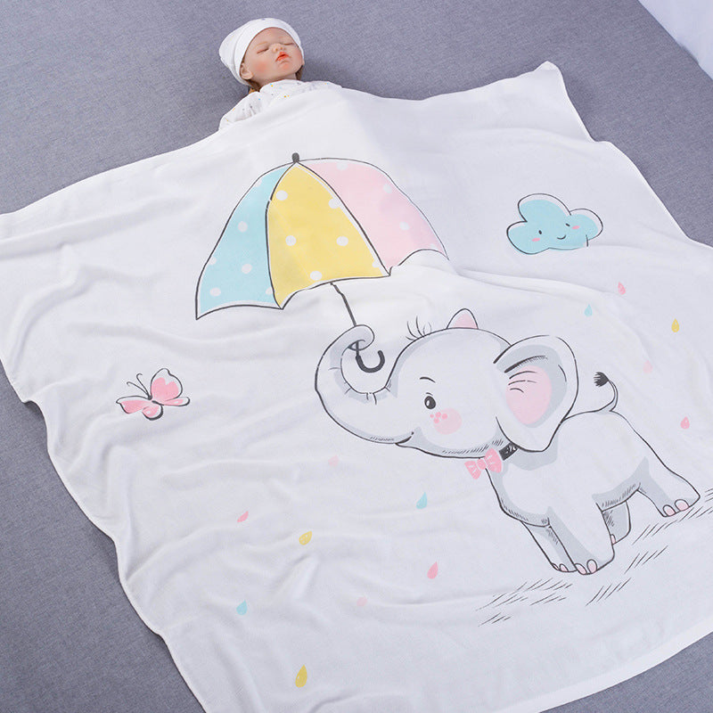 Animal Print Bamboo Fibre Ultra Light Baby Blanket-Elephant-110*110-Free Shipping at meselling99