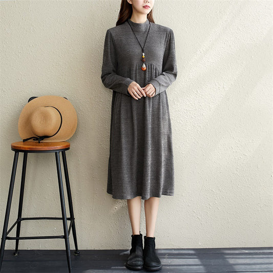 Elegant Women Long Sleeves Round Neck Fall Dresses-Fall Dresses-Free Shipping at meselling99