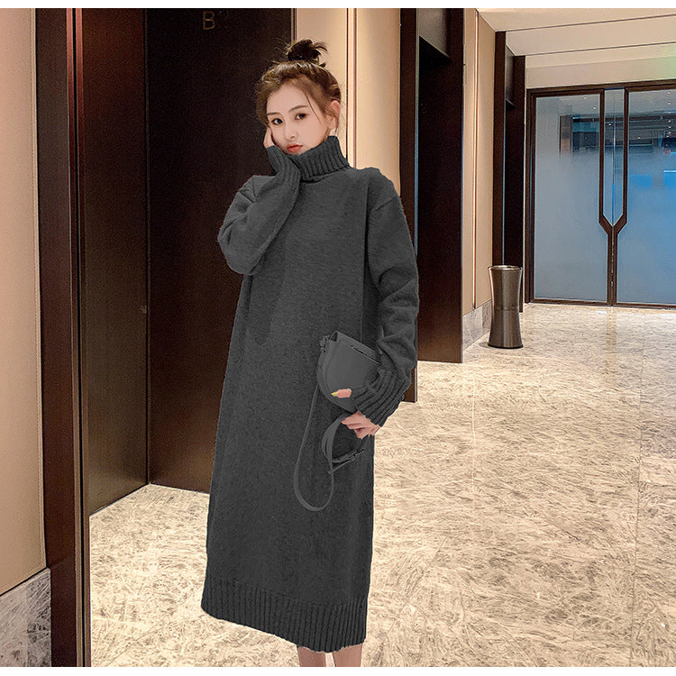 Winter Warm Turtleneck Pullover Long Dresses for Women-Dresses-Free Shipping at meselling99