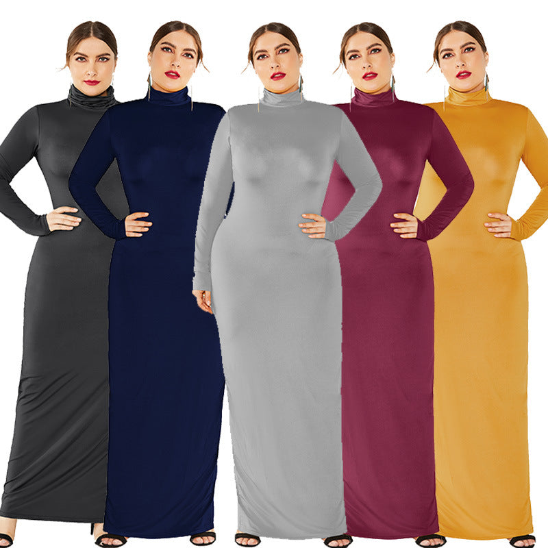 Elegant Turtleneck Plus Sizes Dresses-Dresses-Free Shipping at meselling99