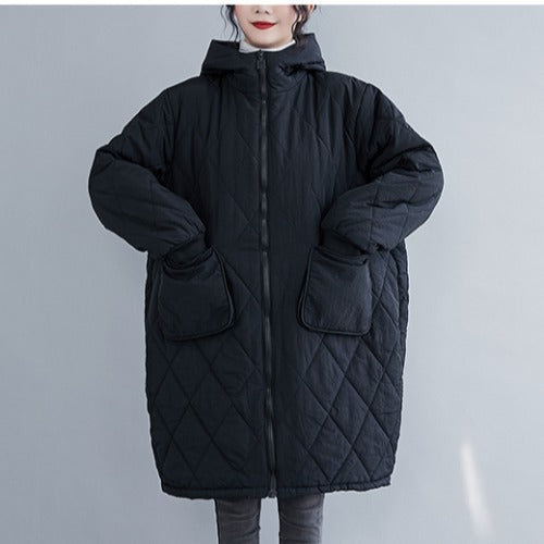 Winter Cotton Plus Sizes Women Overcoats-Outerwear-Black-XL-Free Shipping at meselling99