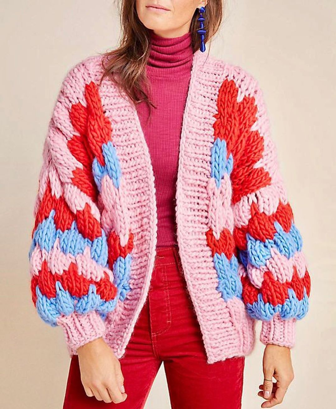 Designed Handmade Knitted Cardigan Sweaters-Coats & Jackets-Free Shipping at meselling99