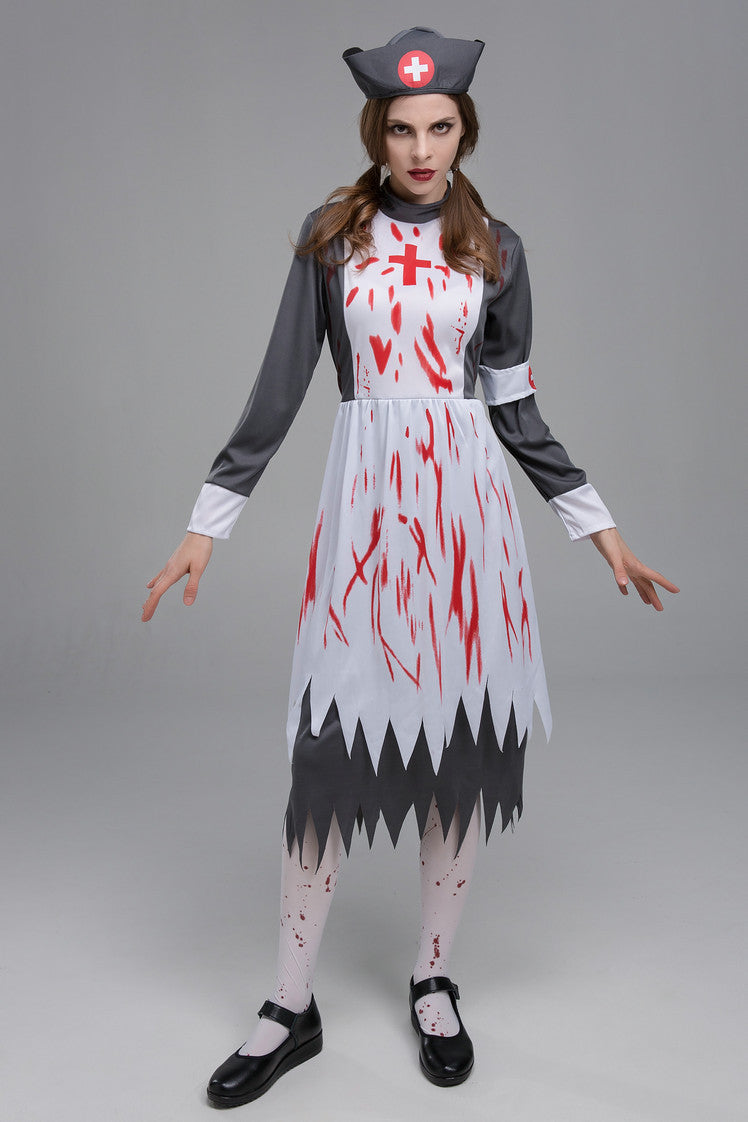Women Horrible Nurse Cosplay Costume for Halloween-Halloween-Gray-M-Free Shipping at meselling99