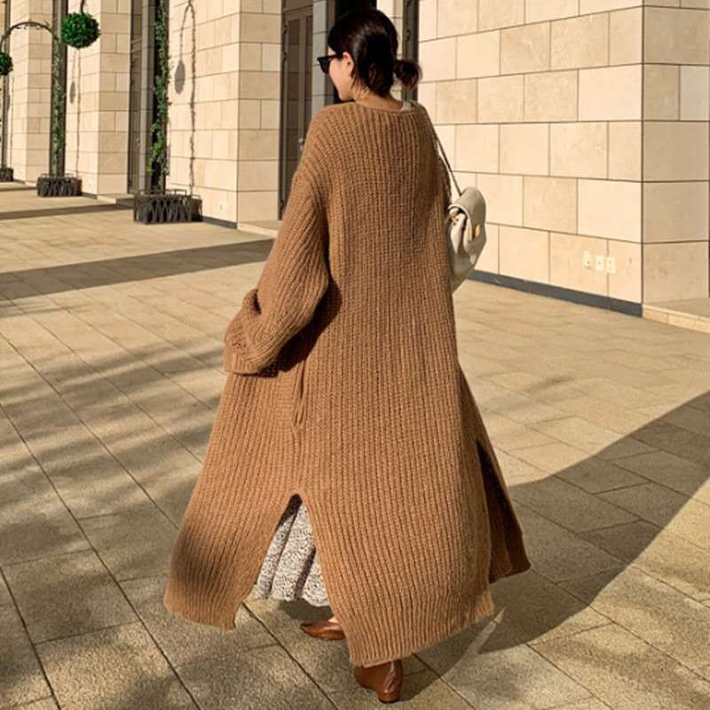 Luxury Loose Knitted Long Cardigan Sweaters-Women Overcoat-Free Shipping at meselling99