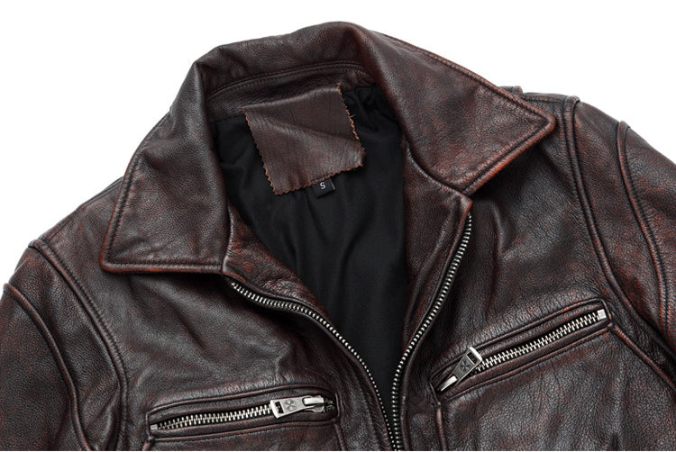 Motorcycle Cowhide Leather Jackets for Men-Coats & Jackets-Free Shipping at meselling99