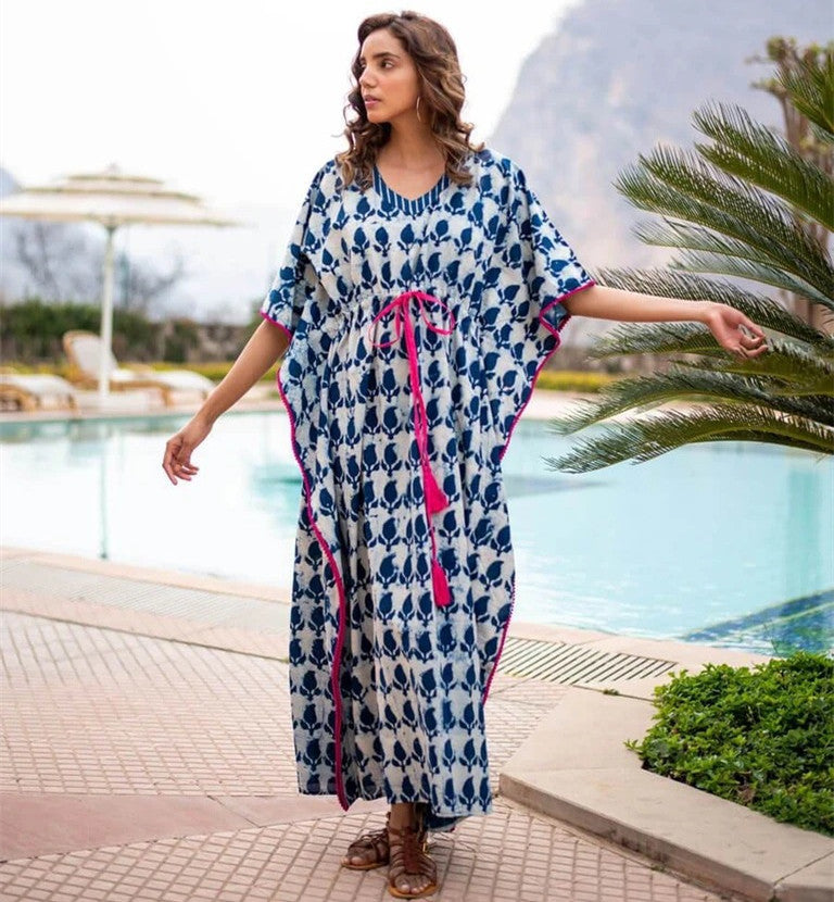 Casual Strawtring Waist Beachwear Cover Ups Dresses-B-One Size-Free Shipping at meselling99