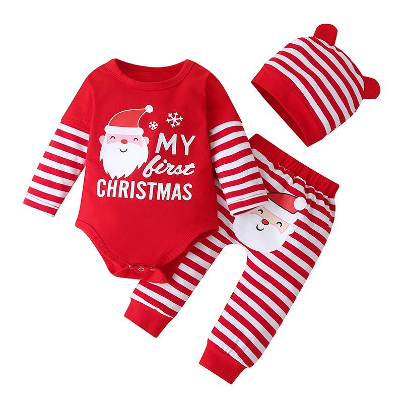 Merry Christmas Infant 3pcs/set-Suits-Red-80cm-Free Shipping at meselling99