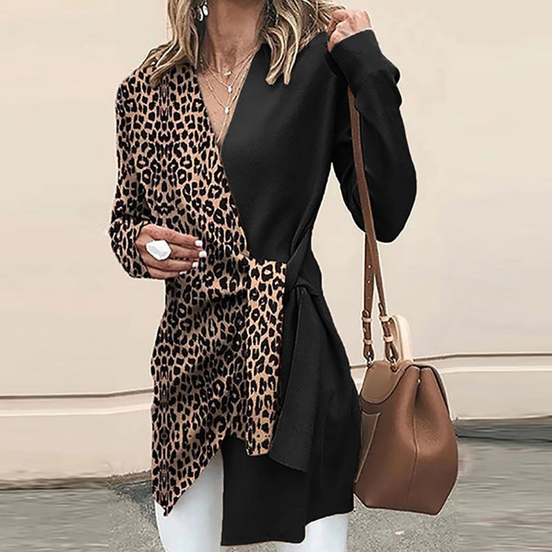 Classy Leopard Casual Blazer Overcoat-Black-S-Free Shipping at meselling99