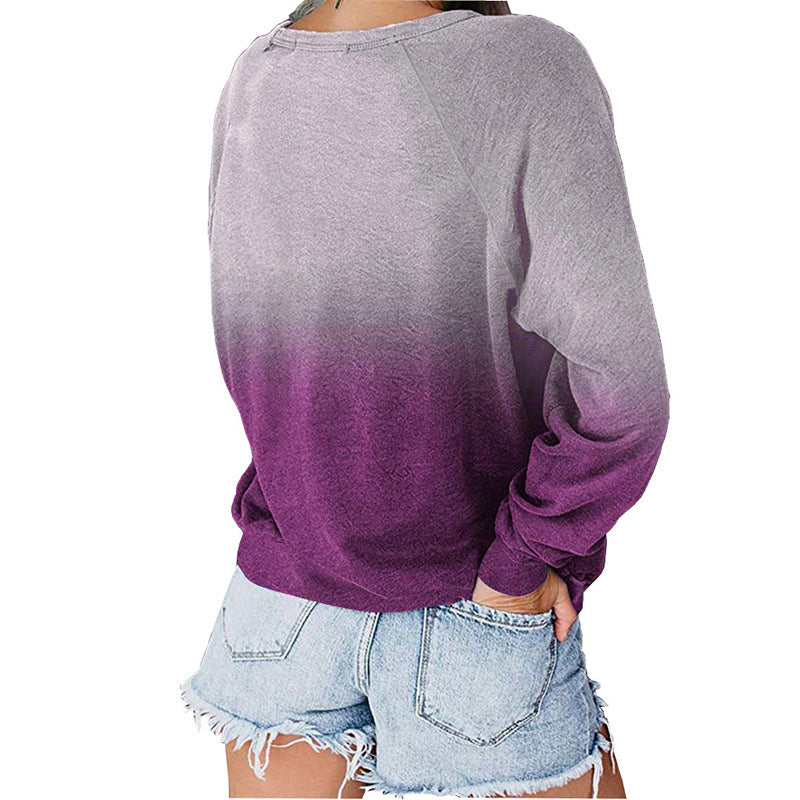 Casual Long Sleeves Pullover Gradient Hoodies-Women Sweaters-Free Shipping at meselling99