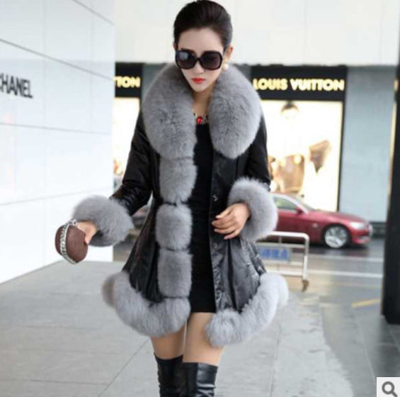 Luxury Designed Artificial Fox Fur Warm Thick for Women-Coats & Jackets-Black-S-Free Shipping at meselling99