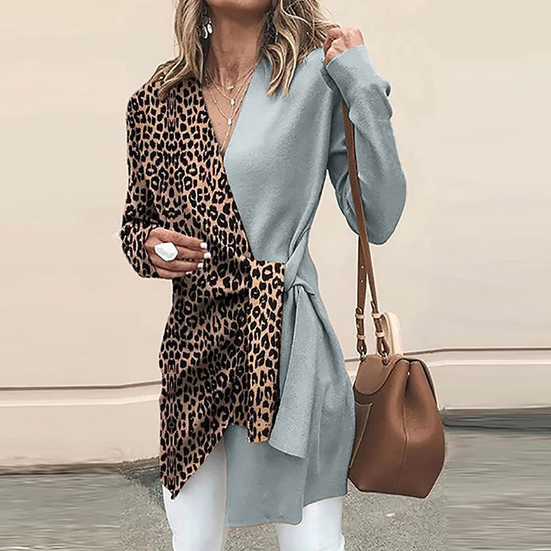 Classy Leopard Casual Blazer Overcoat-Gray-S-Free Shipping at meselling99