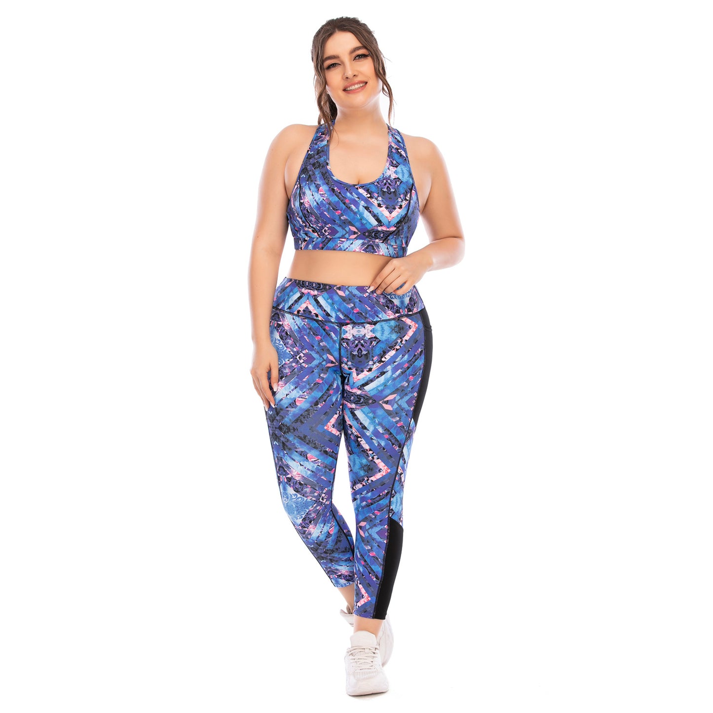 Blue Plus Size Yoga Fitness Suit Yoga Suits Activewear-The same as picture-L-Free Shipping at meselling99