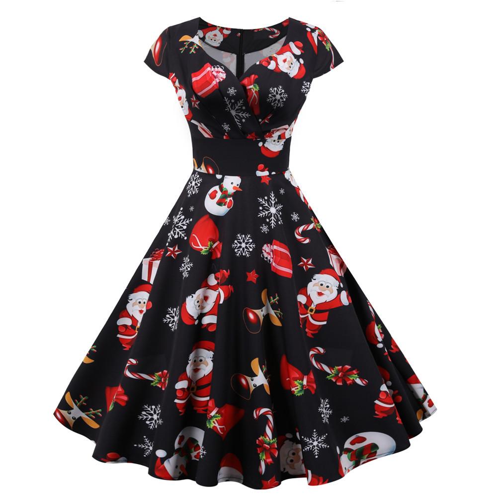 Merry Christmas Short Sleeves Dresses-Dresses-JY14951-S-Free Shipping at meselling99