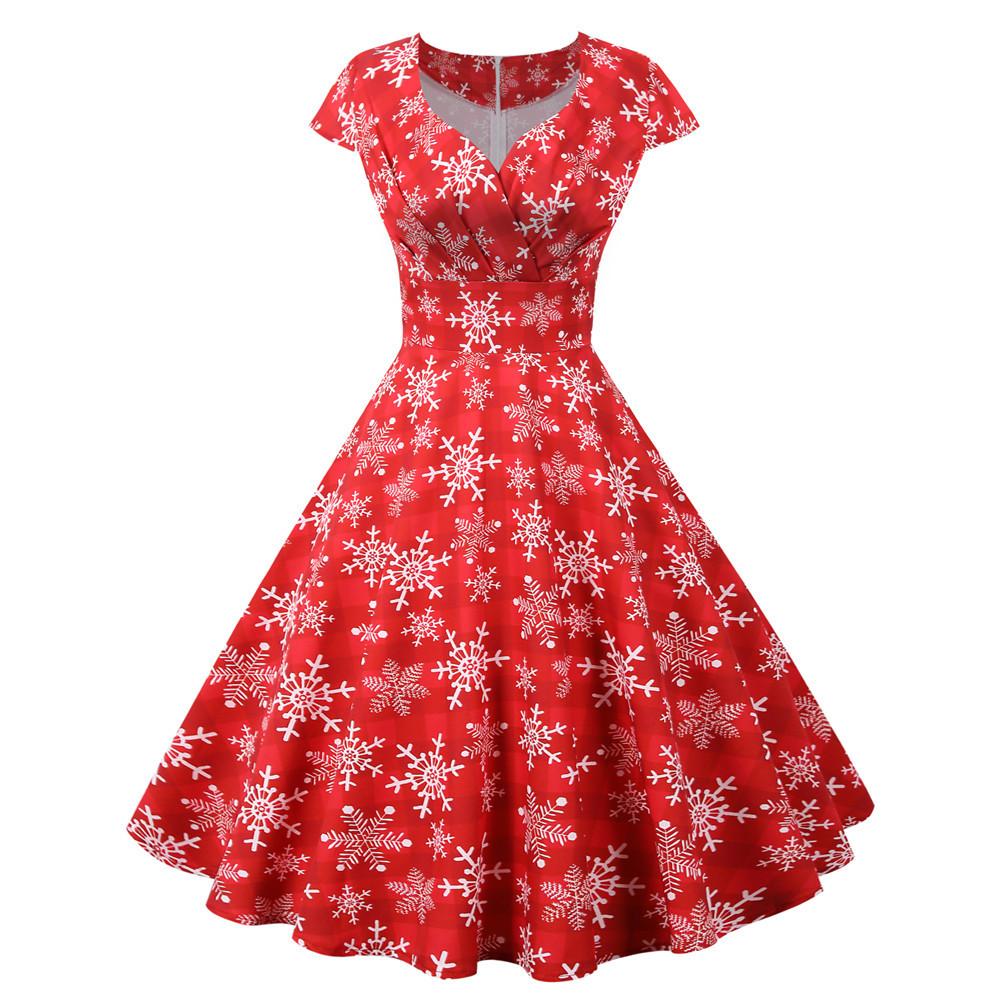 Merry Christmas Short Sleeves Dresses-Dresses-JY14952-S-Free Shipping at meselling99