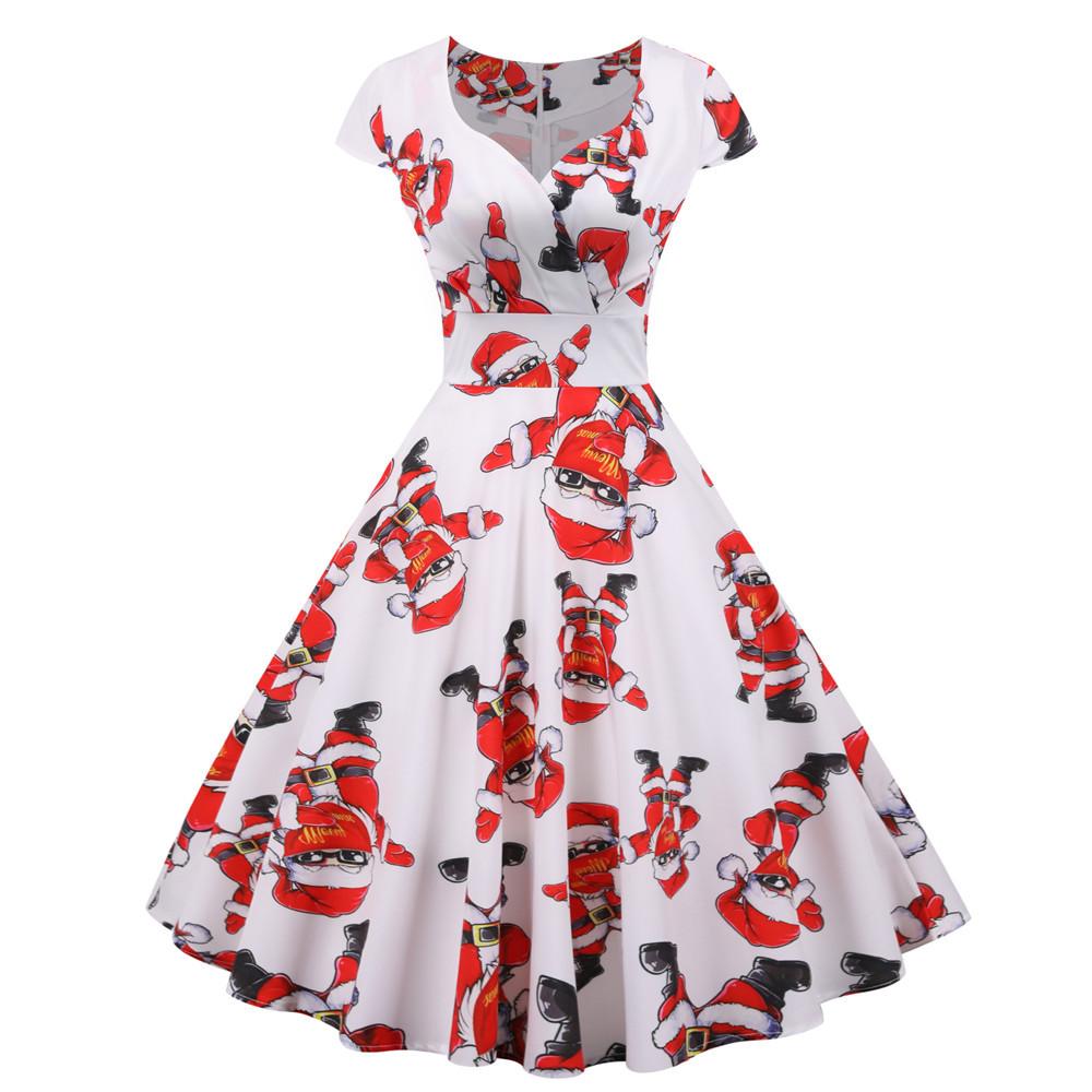 Merry Christmas Short Sleeves Dresses-Dresses-JY14956-S-Free Shipping at meselling99