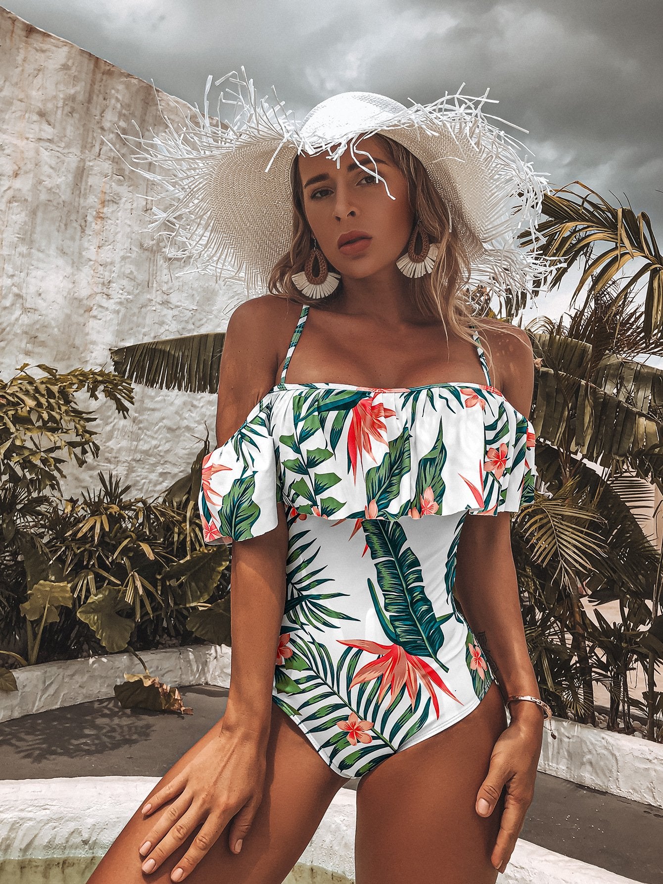 Summer Women off the Shoulder One Piece Swimwear--Free Shipping at meselling99