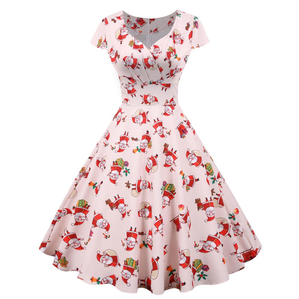 Merry Christmas Short Sleeves Dresses-Dresses-JY14955-S-Free Shipping at meselling99