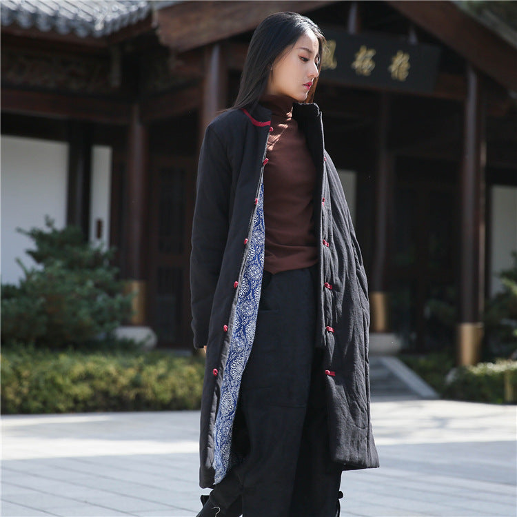 Vintage Cotton Winter Long Overcoats for Women-Outerwear-Black-One Size-Free Shipping at meselling99