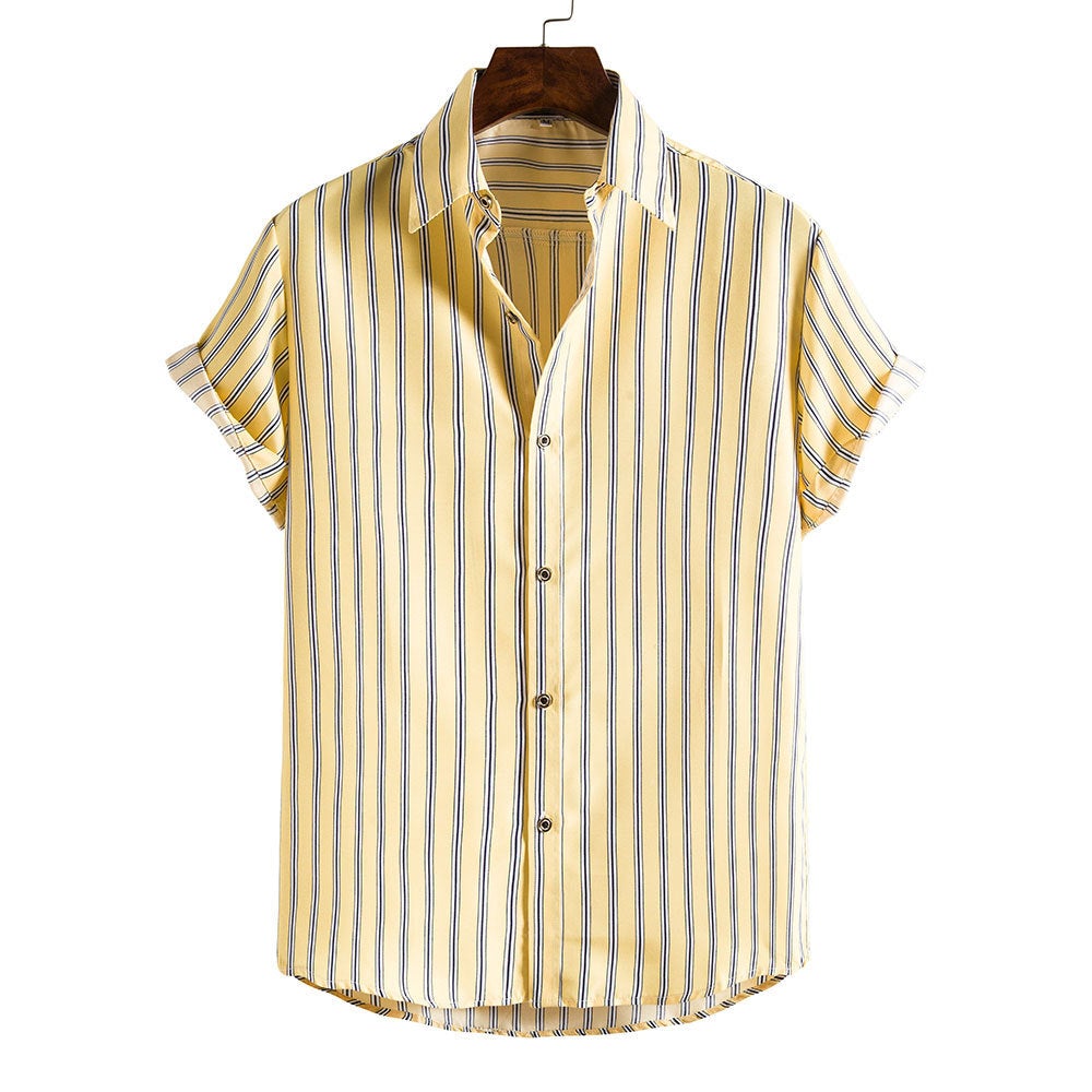Men's Striped Short Sleeves Summer Beach T Shirts-Shirts & Tops-DC65-M-Free Shipping at meselling99