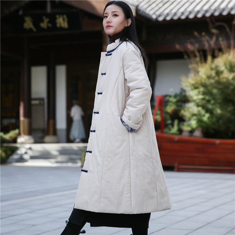 Vintage Cotton Winter Long Overcoats for Women-Outerwear-White-One Size-Free Shipping at meselling99