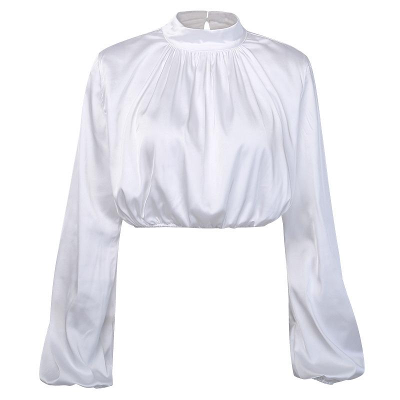 Casual High Neck Women Puff Sleeves Tops-Shirts & Tops-Free Shipping at meselling99