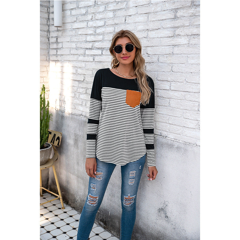 Women Striped Long Sleeves T Shirts-Women Sweaters-Free Shipping at meselling99