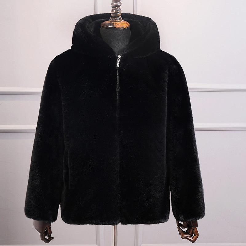 Warm Winter Artificial Fur Plus Sizes Overcoats for Men-Overcoat-With Hat-S-Free Shipping at meselling99