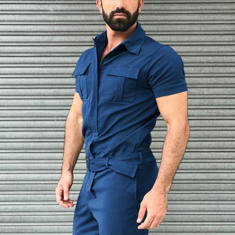 Leisure Slim Waist Overall Jumpsuits for Men-Men Jumpsuits-Blue-S-Free Shipping at meselling99