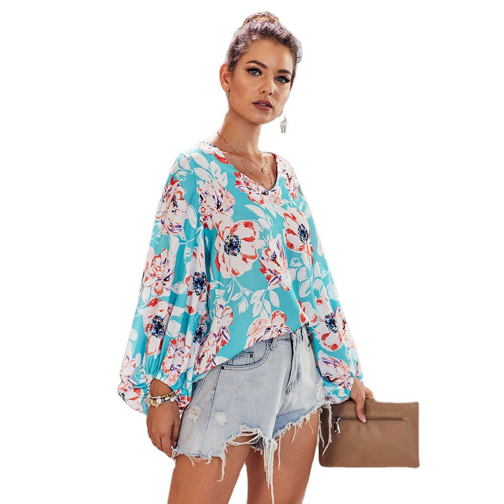 Women Floral Print Top Shirts Blouses--Free Shipping at meselling99