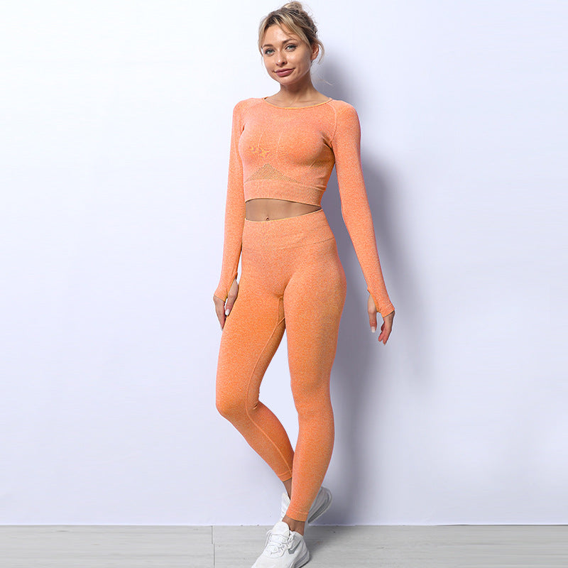 Sexy Sports Long Sleeves Yoga Suits-Exercise & Fitness-Orange-S-Free Shipping at meselling99