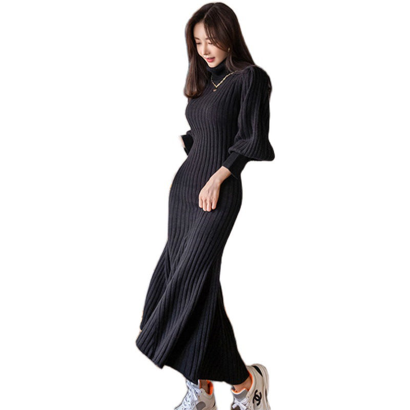 Casual Turtleneck Winter Long Knitted Dresses for Women with Belt-Dresses-Free Shipping at meselling99