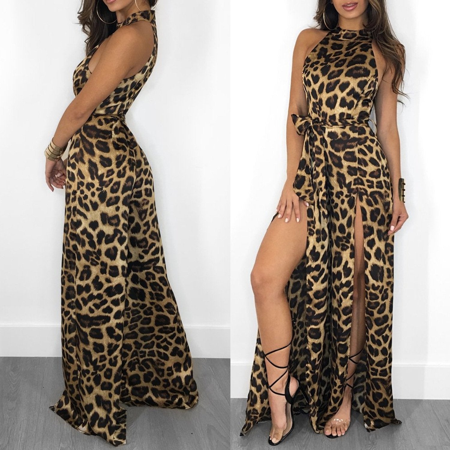 Sexy Women's Leopard Print High Waist Jumpsuits-Sexy Dresses-Free Shipping at meselling99