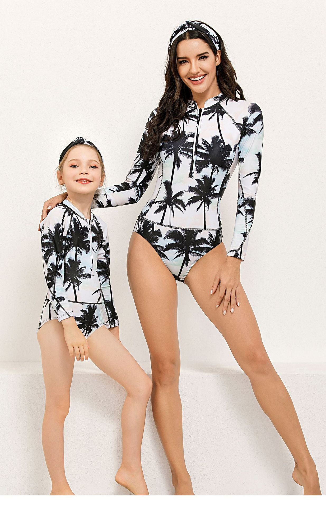 Parent and Child Swimsuit Parent One-piece Surfsuit Diving Suit Long Sleeve Swimwear with Band--Free Shipping at meselling99